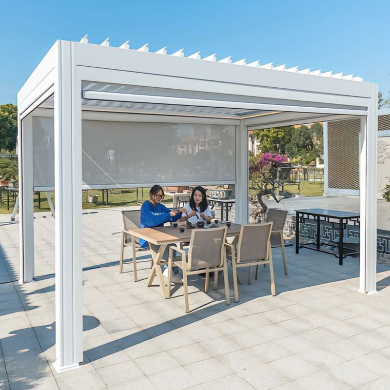 Pérgola de techo con persianas de aluminio retráctil motorizada